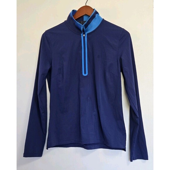 G/FORE Tops - G/FORE 1/4 Zip Polo Womens M Blue Color Block Collar Tech Golf Casual Preppy
